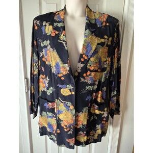Carole Little Sz 14 Vintage Still Life Bountiful Fruit Rayon Jacket Blazer
